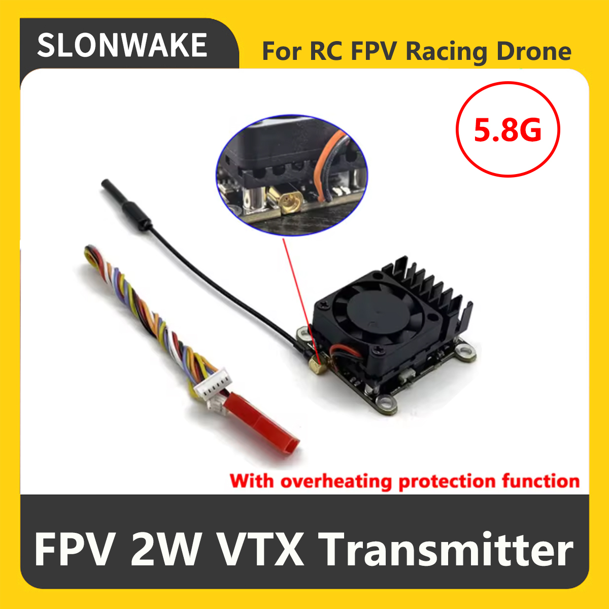 جهاز إرسال SLONWAKE 5.8G 2000m - مراجعة Fpv Drone Vtx وسعره